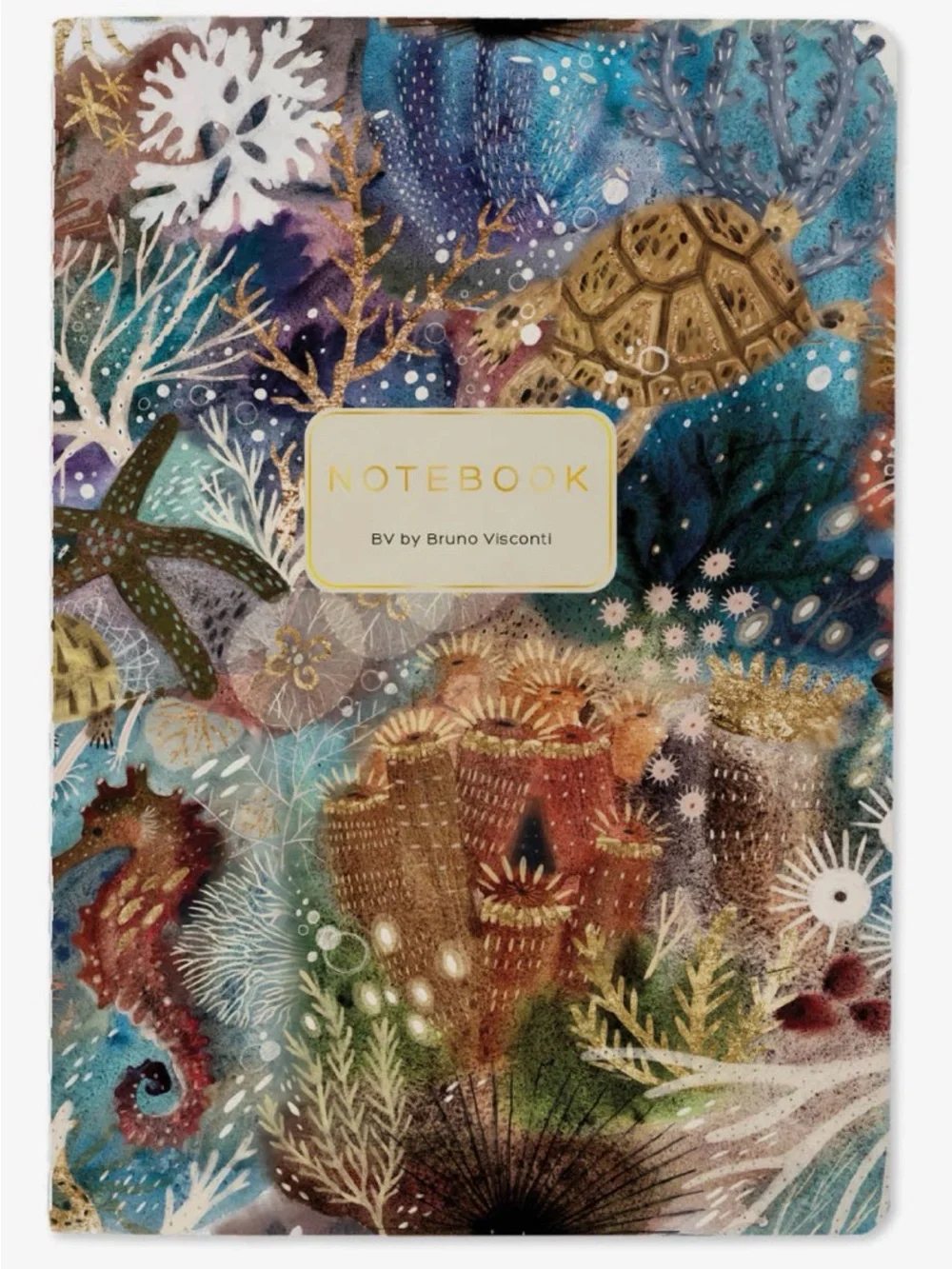 Sea Coral and Sea Turtles Soft Touch Journal Notebook by BV Bruno Visconti A5